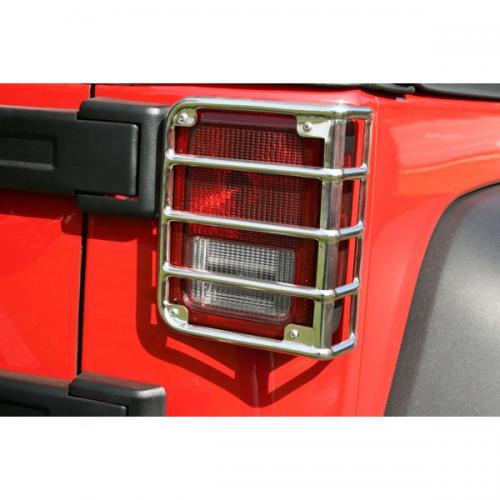 Tail Light Euro Guards Polished Stainless Steel 07-10 JK Wrangler Pair