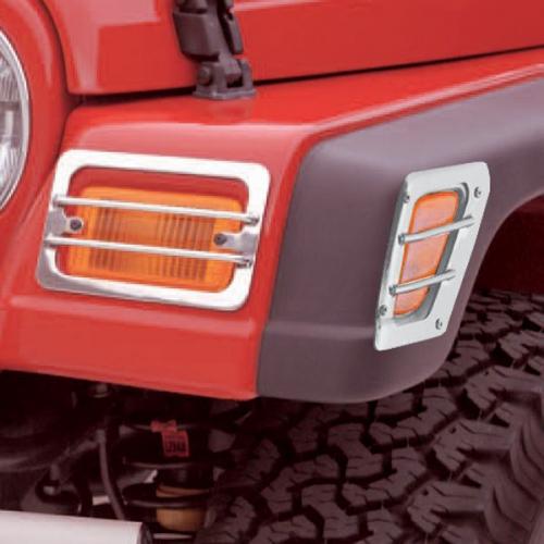 Front Side Marker And Park Euro Guards, Stainless, 97-06 Wrangler/Unlimited (4 Pieces)