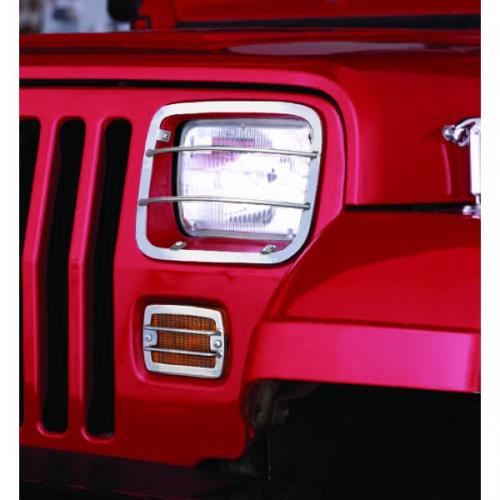 Front, Headlight And Turn Signal Guards, Stainless, 87-95 Wrangler (4 Pieces)