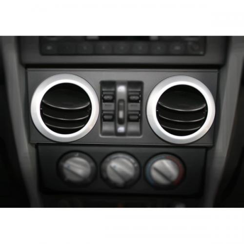 AC Vent Trim Rings, Brushed Silver, 07-10 Jeep Wrangler