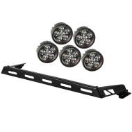 Hood Light Bar Kit, 5 Round LED Lights, 07-14 Jeep Wrangler (JK)