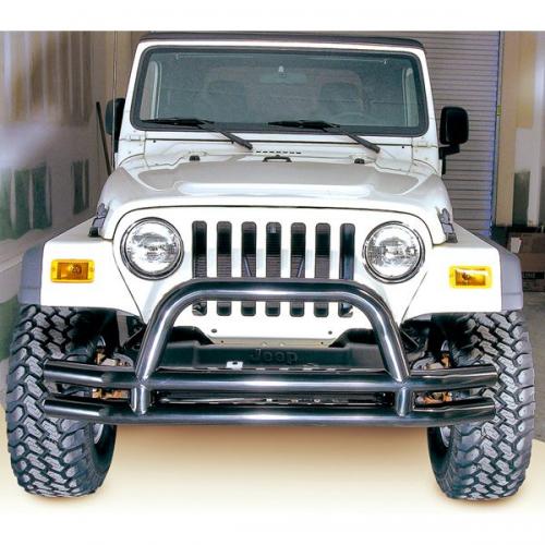 3-Inch Double Tube Front Bumper with Hoop, 76-06 Jeep CJs and Wrangler