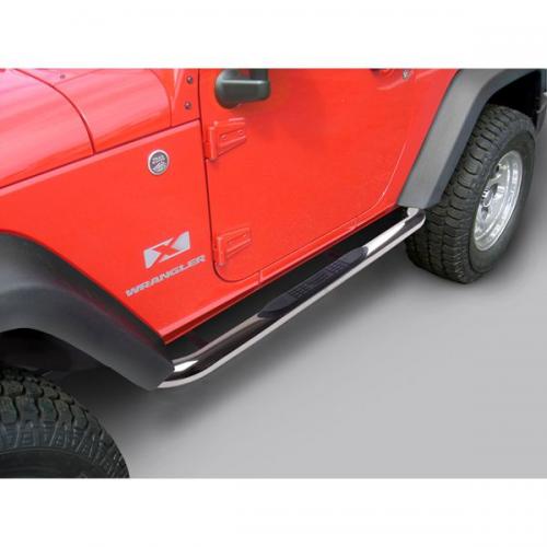 3-Inch Round Tube Side Step, Stainless 07-13 Jeep 2-Door Wrangler (JK)