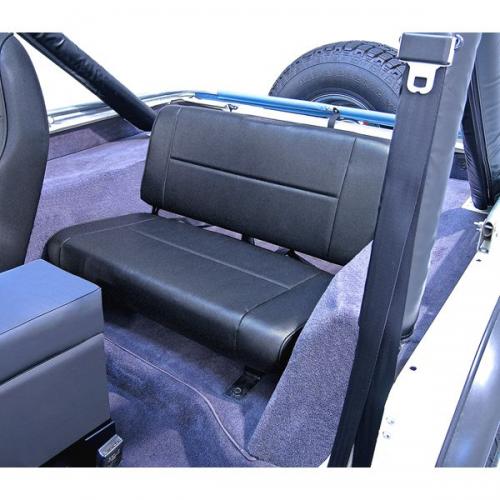 Fixed Rear Seat, Black Denim, 1955-1995 Jeep CJ & Wrangler