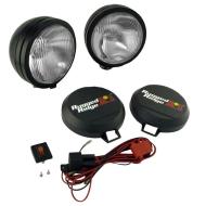 Hid Off Road Fog Light Kit, Pair Of Lights W/ Wiring Harness, 6-In Round Black, Steel Houysing, Rugged Ridge