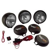 Hid Off Road Fog Light Kit, Three Lights W/ Wiring Harness, 6-In Round Black, Steel Housings, Rugged Ridge
