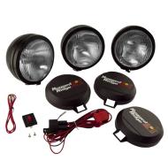 Hid Off Road Fog Light Kit, Three Lights W/ Wiring Harness, 5-In Round Black, Steel Housing, Rugged Ridge