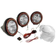 Hid Off Road Fog Light Kit, Three Lights W/ Wiring Harness, 7-In Round Black, Composite Housing,  Rugged Ridge