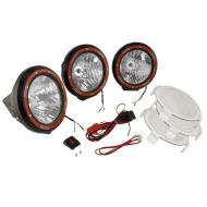 Hid Off Road Fog Light Kit, Three Lights W/ Wiring Harness, 5-In Round Black, Composite Housing,  Rugged Ridge